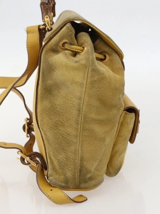 GUCCI Bamboo Backpack Suede Yellow Gold 003 1705 0030 Auth YKZ1234 main image 12